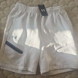 Under Armour White Men's Athletic Shorts with Beige Accent